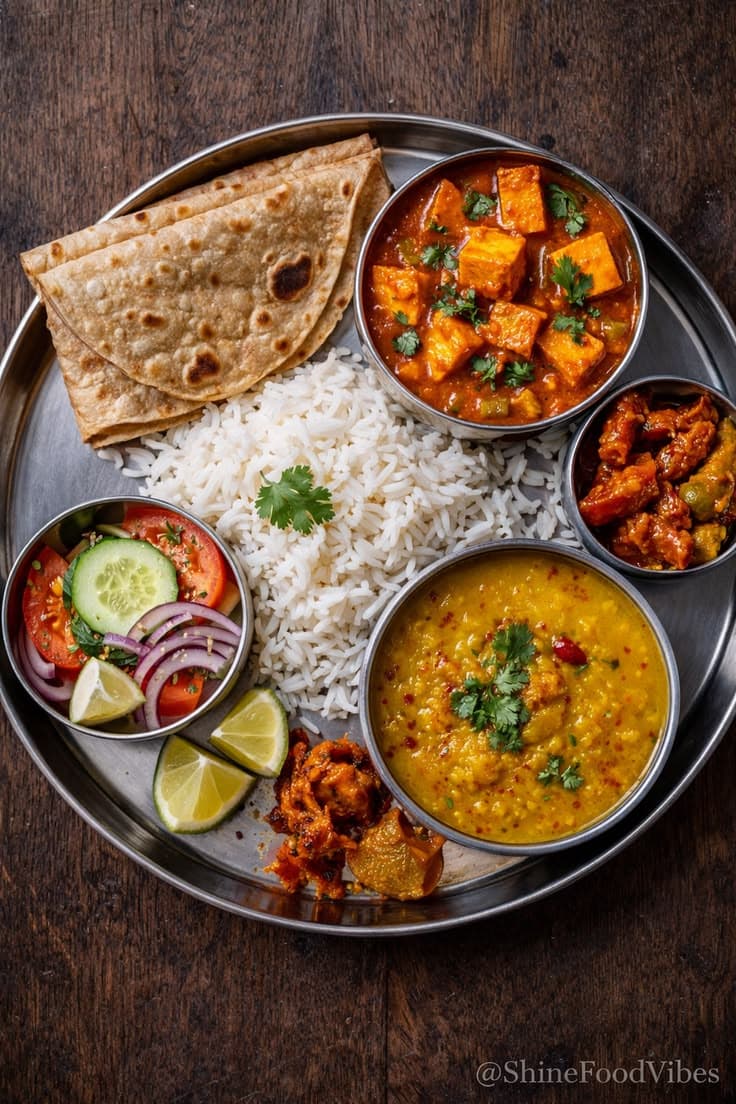Indian vegetarian thali platter